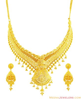 22K Designer Bridal Necklace Set ( Bridal Necklace Sets )