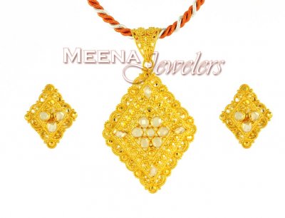 Filigree Pendant Set (22Kt Gold) ( Gold Pendant Sets )