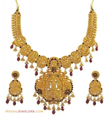 22K Temple Jewelry (Antique) ( Antique Necklace Sets )