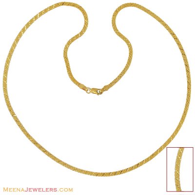 22K Gold Flat Chain( 18 Inches) ( Plain Gold Chains )