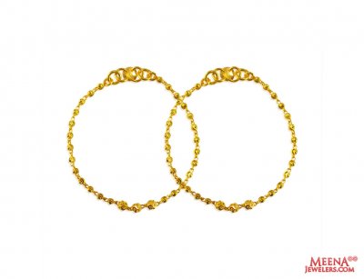 22k gold Beads Kids (2pc) ( Black Bead Bracelets )