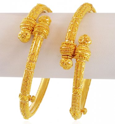 22K Gold FIligree Kada (2 PC) ( Kadas )