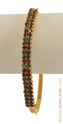 Ruby, Emerald Bangle (22K Gold) ( Precious Stone Bangles )