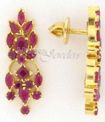 22 Kt Gold Ruby Earrings ( Precious Stone Earrings )