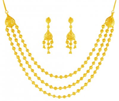 22K Gold Layered Necklace Set ( 22 Kt Gold Sets )