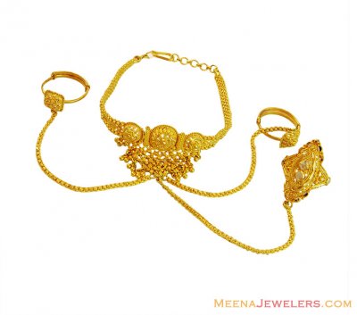 22K Gold Ladies Three Ring Panja ( Ladies Bracelets )