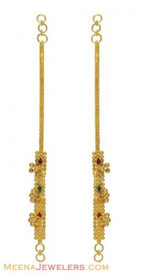 22k Meenakari  Kaan Sahar ( Gold Ear Chains )