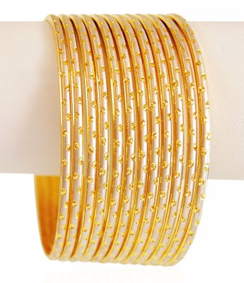 22K Gold Rhodium Bangles (12 PC) ( Set of Bangles )