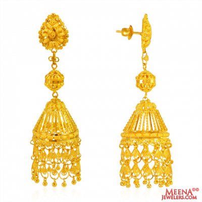 Jhumki Earrings 22 Karat Gold ( Exquisite Earrings )