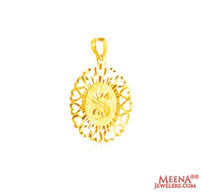 22Kt Gold Initial Pendant (S) ( Initial Pendants )