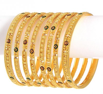 Meenakari Bangles (22kt Gold) ( Set of Bangles )