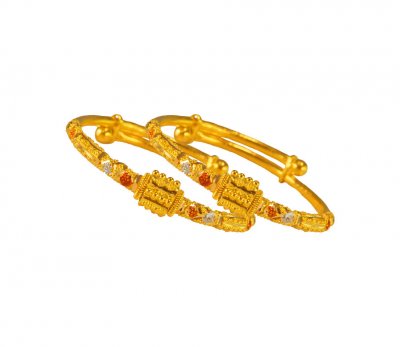 22 Kt Gold Three Tone Baby Kada ( Baby Bangles )