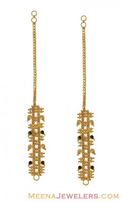 22k Meenakari  Ear Chain ( Gold Ear Chains )