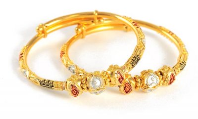 22kt Three Tone Bangles ( Baby Bangles )