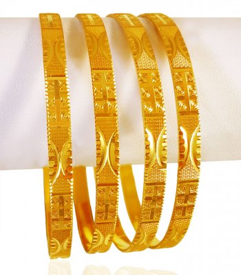 22k Gold Machine Bangles (Set of 4) ( Set of Bangles )