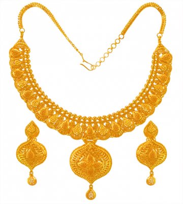 22KT Gold Necklace Earring Set ( 22 Kt Gold Sets )