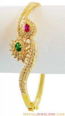 Fancy Studded Bangle 22k Gold  ( Stone Bangles )