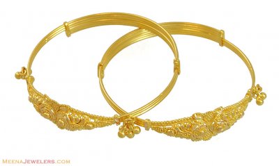 22k Filigree Kids Bangles(2 pcs) ( Baby Bangles )