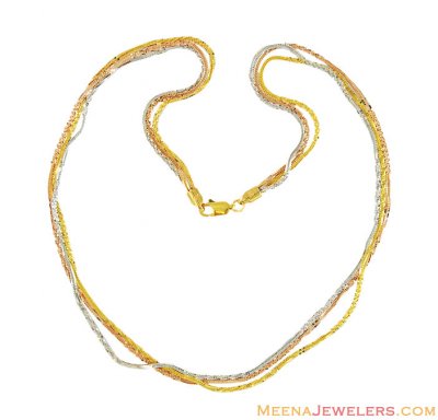 22k Gold Fancy Three Tone Chain ( Plain Gold Chains )