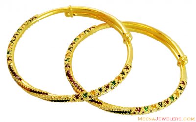 22k Gold Fancy Meena Baby Kadas  ( Baby Bangles )