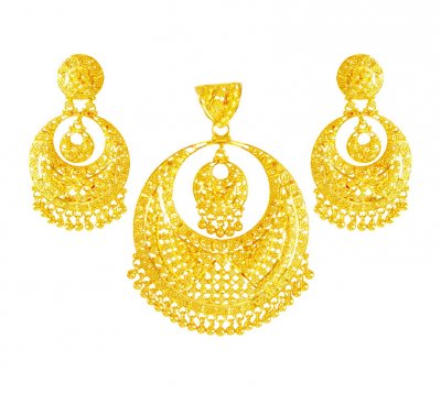 22k Gold Chand Bali Pendant Set ( Gold Pendant Sets )