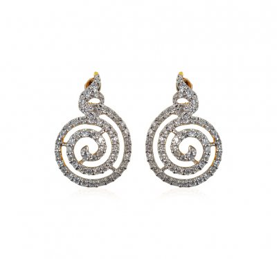 18K Gold Diamond Earring for Ladies ( Diamond Earrings )