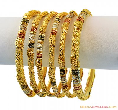 22k Fancy Filigree Bangles Set ( Set of Bangles )