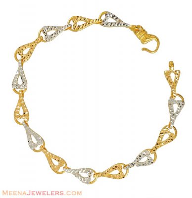 22K Fancy Two Tone Bracelet ( Ladies Bracelets )