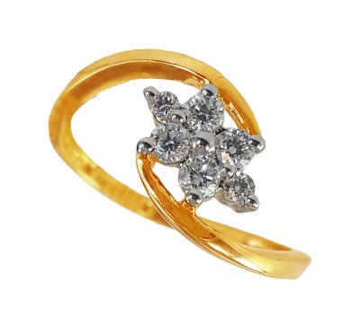 18KT Gold Diamond Ring for Ladies ( Diamond Rings )