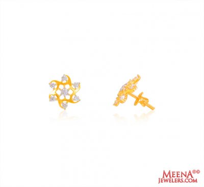 22K Gold CZ Tops ( Signity Earrings )