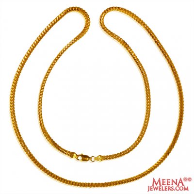 22K Gold Fox Chain (24  Inches) ( Plain Gold Chains )