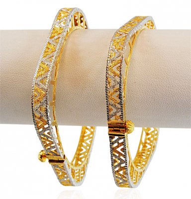 22k Fancy Square Bangles 2 Tone ( Kadas )