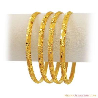 22k Fancy Gold Bangles(Set Of 4) ( Set of Bangles )