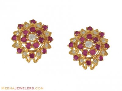 22K Gemstone Earrings ( Precious Stone Earrings )