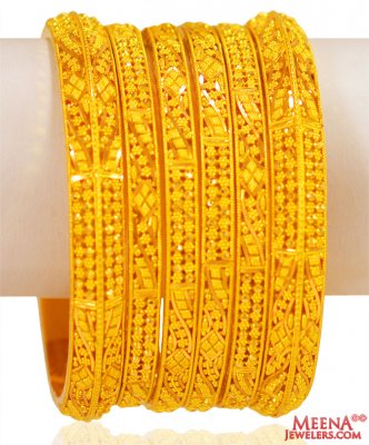 22k Filigree Gold Bangles (6 pcs ) ( Set of Bangles )