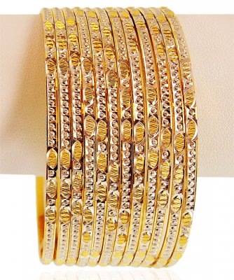 22kt Gold Rhodium Bangles (12 PC) ( Set of Bangles )