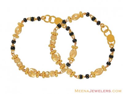 Indian Design baby bracelet(22k) ( Black Bead Bracelets )