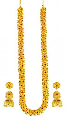 22Kt Gold Meenakari Necklace Set ( 22 Kt Gold Sets )