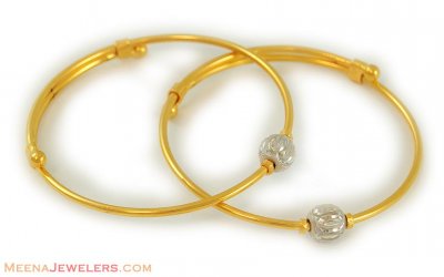 22k Two Tone Kids Bangle ( Baby Bangles )