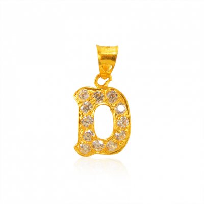 22Kt Gold Initial (D) Pendant ( Initial Pendants )