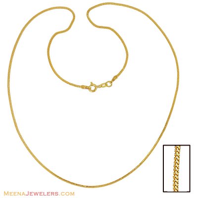 22Kt Gold Thin Chain(18 Inches) ( Plain Gold Chains )