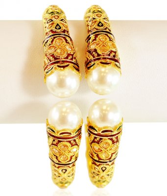 22Kt Gold Meenakari Pearl Kada ( Kadas )