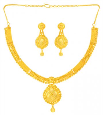 22kt Gold Filigree  Necklace Set ( 22 Kt Gold Sets )