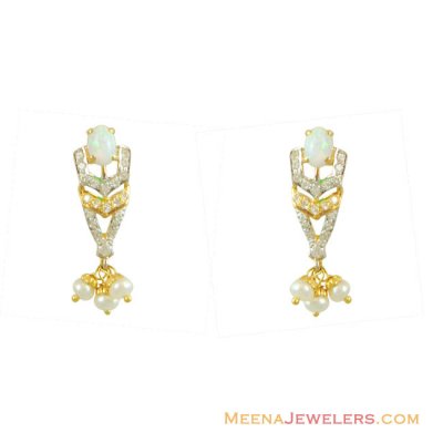 22K Fancy Two Tone Earrings ( Signity Earrings )