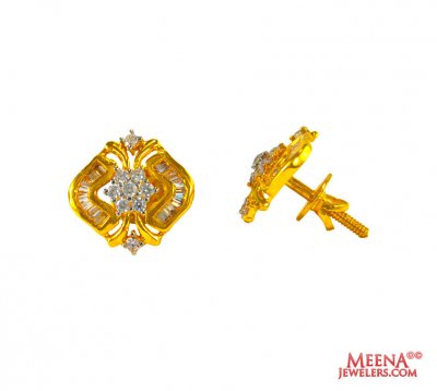 22 Karat Fancy Gold Tops with CZ  ( Signity Earrings )