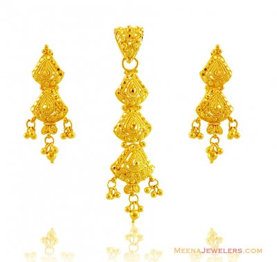 22K Beautiful Layered Pendant Set ( Gold Pendant Sets )