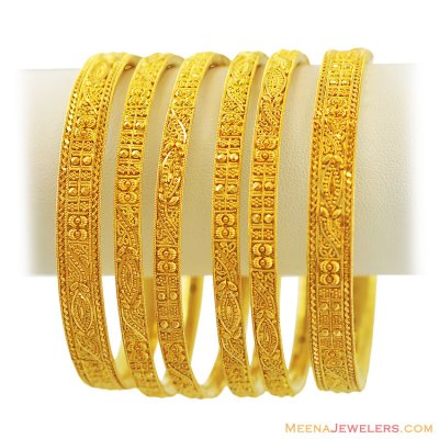 22k Filigree Bangles Set(6 Pcs) ( Set of Bangles )