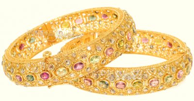 22Karat Gold Polki Diamond Bangles ( Diamond Bangles )