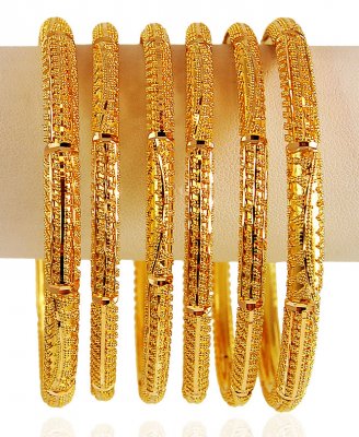 22 Karat Gold Bangles Set (6 PCs) ( Set of Bangles )