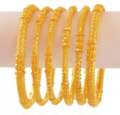 Filigree Gold Bangles Set(Set of 4) ( Set of Bangles )